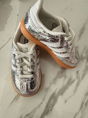 adidas Kids Metallic Silver Sneakers with Gum Sole